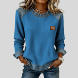 Delancine™ | Patchwork Design Waffle Sweatshirt