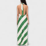 Marlowe - Gestreiftes Halter Maxikleid ohne Rücken