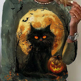 Larissa | Halloween-inspirierte Langarmbluse mit Rundhalsausschnitt
