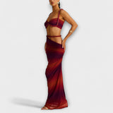 Jane - Stilvolles Gradient Zopf Crop Top & Overskirt Duo