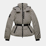 Élodiane | Beigefarbene Steppjacke mit Muster und Gürtel