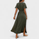 Heather - Ein elegantes Boho-Kleid mit V-Ausschnitt und langen Ärmeln