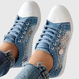 Elsie | Denim-Sneaker mit Spitzenbesatz