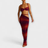 Jane - Stilvolles Gradient Zopf Crop Top & Overskirt Duo