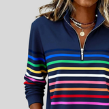 Prismette™ | Bunt Gestreiftes Quarter-Zip Sweatshirt