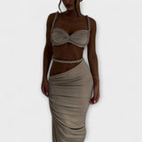 Jane - Stilvolles Gradient Zopf Crop Top & Overskirt Duo