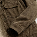 Herrenveloursjacke mit Sherpa-Kragen und Druckknöpfen - Braun