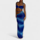 Jane - Stilvolles Gradient Zopf Crop Top & Overskirt Duo