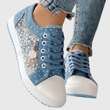 Elsie | Denim-Sneaker mit Spitzenbesatz