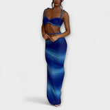 Jane - Stilvolles Gradient Zopf Crop Top & Overskirt Duo