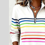 Prismette™ | Bunt Gestreiftes Quarter-Zip Sweatshirt