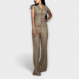 Ivy - Stilvolles V-Ausschnitt-Top und Hosen-Set