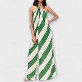 Marlowe - Gestreiftes Halter Maxikleid ohne Rücken