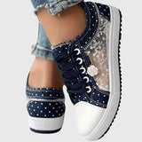 Elsie | Denim-Sneaker mit Spitzenbesatz