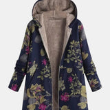 Yvonne | Marineblauer Mantel mit floralem Muster