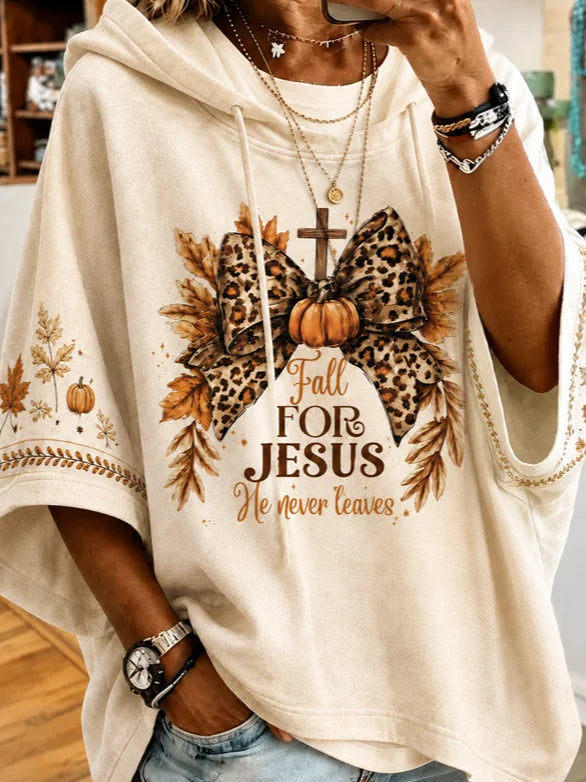 Janine | Halloween-Herbst-Buchstaben-Kürbis-Druck, halbe Ärmel, lockerer Kapuzenpullover