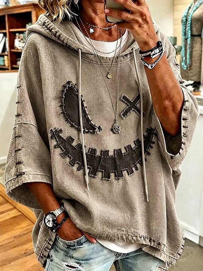 Denise | Halloween-inspirierter Kapuzenpullover mit halben Ärmeln