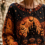 Brielle | Halloween-inspirierte Bluse mit Rundhalsausschnitt und langen Ärmeln