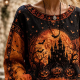 Brielle | Halloween-inspirierte Bluse mit Rundhalsausschnitt und langen Ärmeln