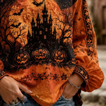 Brielle | Halloween-inspirierte Bluse mit Rundhalsausschnitt und langen Ärmeln