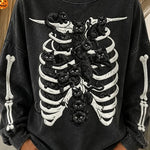 Maeve | Halloween Lässiges Katzen-Langarm-Sweatshirt mit Rundhalsausschnitt
