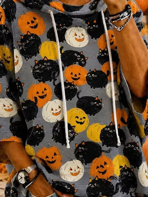Irene | Halloween-inspirierter Kapuzenpullover mit halben Ärmeln