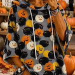 Irene | Halloween-inspirierter Kapuzenpullover mit halben Ärmeln