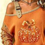 Isabel | Halloween-inspiriertes (Kürbis) asymmetrisches Langarm-Sweatshirt