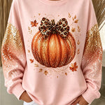 Eva | Vielseitiges Halloween-Sweatshirt mit lässiger Schleife, Kürbis-Grafik