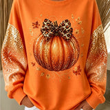 Eva | Vielseitiges Halloween-Sweatshirt mit lässiger Schleife, Kürbis-Grafik