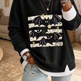 Jolene | Halloween-Sweatshirt mit gefälschtem zweiteiligem mehrlagigem Fledermausmuster