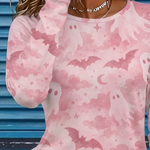 Amara | Halloween-inspiriertes Langarm-T-Shirt mit Rundhalsausschnitt