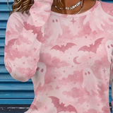 Amara | Halloween-inspiriertes Langarm-T-Shirt mit Rundhalsausschnitt