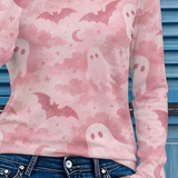 Amara | Halloween-inspiriertes Langarm-T-Shirt mit Rundhalsausschnitt