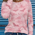 Amara | Halloween-inspiriertes Langarm-T-Shirt mit Rundhalsausschnitt
