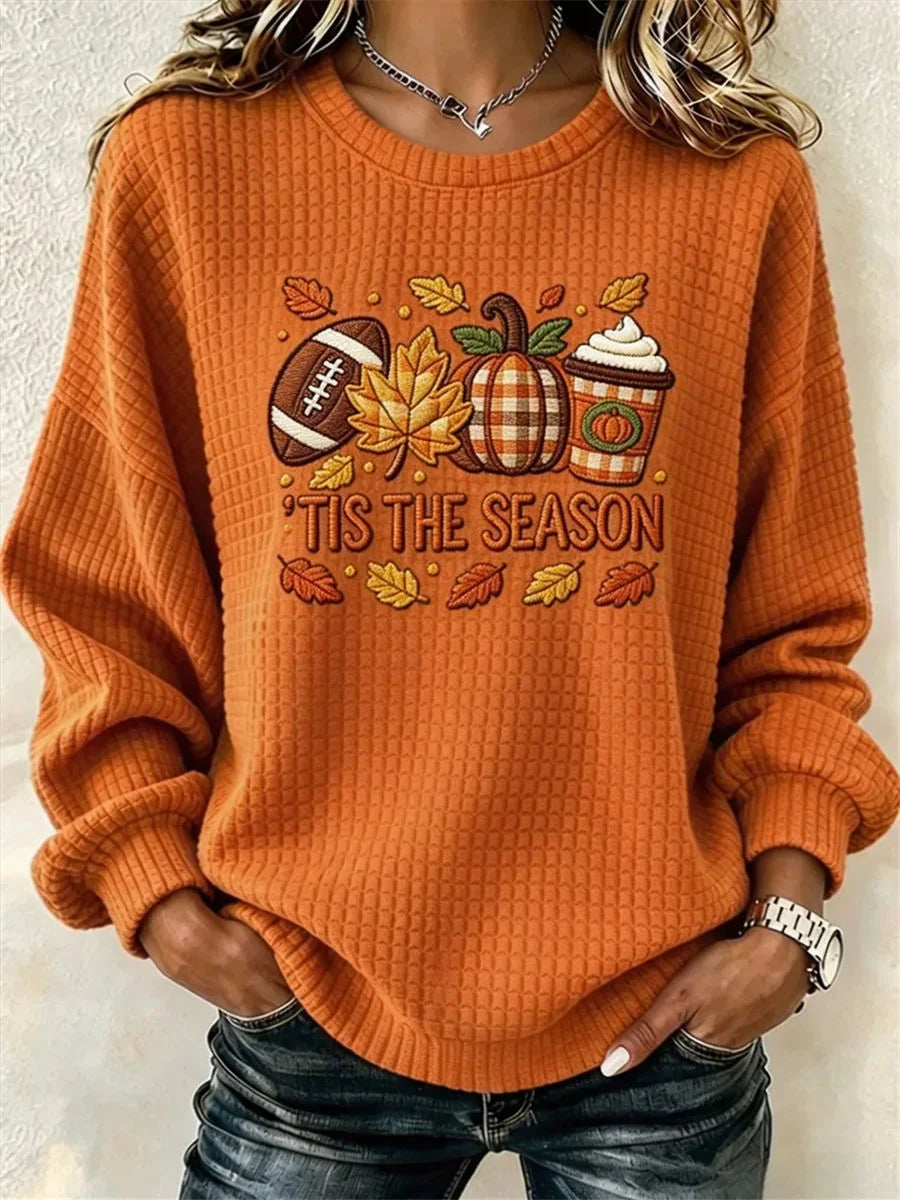 Emma | Lässiges Halloween-Sweatshirt mit Text und Buchstaben, Rundhalsausschnitt und langen Ärmeln