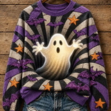 Leticia | Halloween-inspiriertes Sweatshirt mit Geister- und Fledermaus-Streifendruck