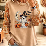 Linda | Vintage elegantes, funkelndes Halloween-inspiriertes Farbblock-Sweatshirt