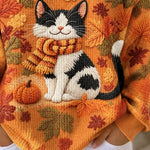 Luciana | Halloween Lässiges Katzen-Henley-Kragen-Langarm-Sweatshirt