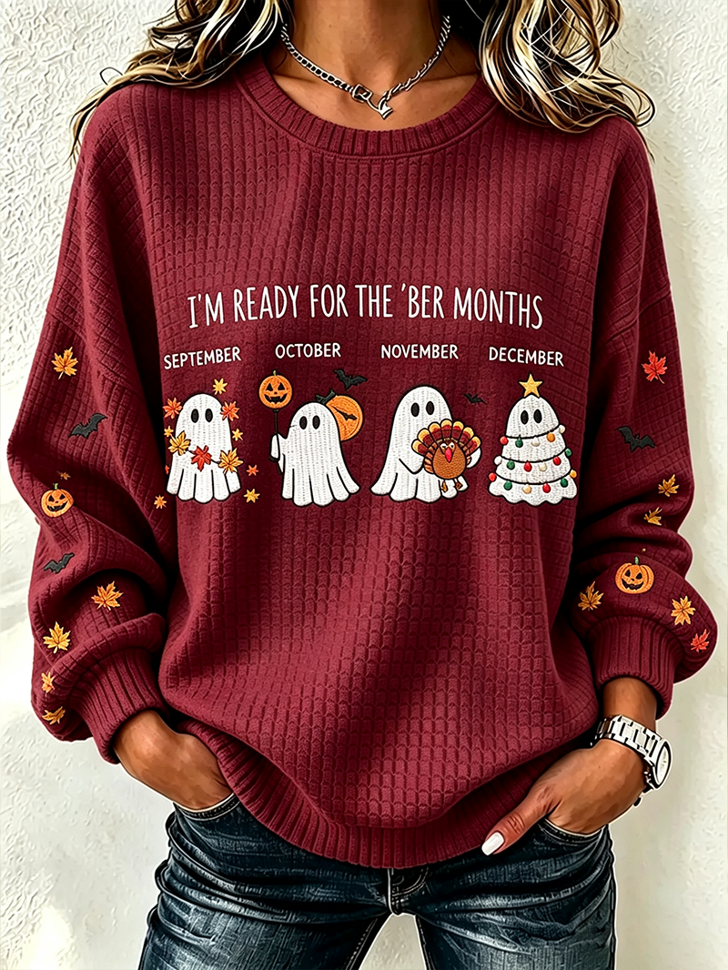 Manuela | Halloween-inspiriertes Rundhals-Langarm-Sweatshirt