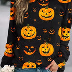 Elsie | Loses Rundhals-Sweatshirt mit Halloween-inspiriertem Kürbis-Print