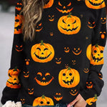 Elsie | Loses Rundhals-Sweatshirt mit Halloween-inspiriertem Kürbis-Print