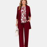 Delia | Ensemble Floral Drei Teile Burgunder