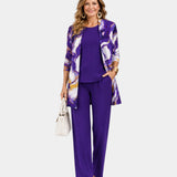Edith | Ensemble aus drei Teilen in lila Print