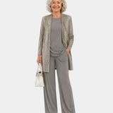 Louise | Drei-Teile-Ensemble mit grauer Spitzenjacke