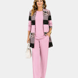 Greta | Dreiteiliges Ensemble mit rosa Druck