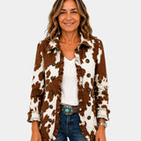 Manuela | Rinderhaut-Print Jacke mit Volants