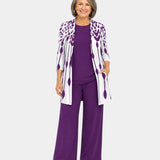 Tessa | Dreiteiliges Ensemble mit lila Ikat-Muster