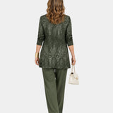 Iris | Ensemble aus drei Teilen in olivgrünem Paisley