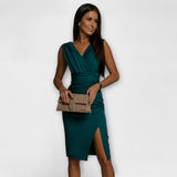 Desi - V-Ausschnitt Split-Kleid